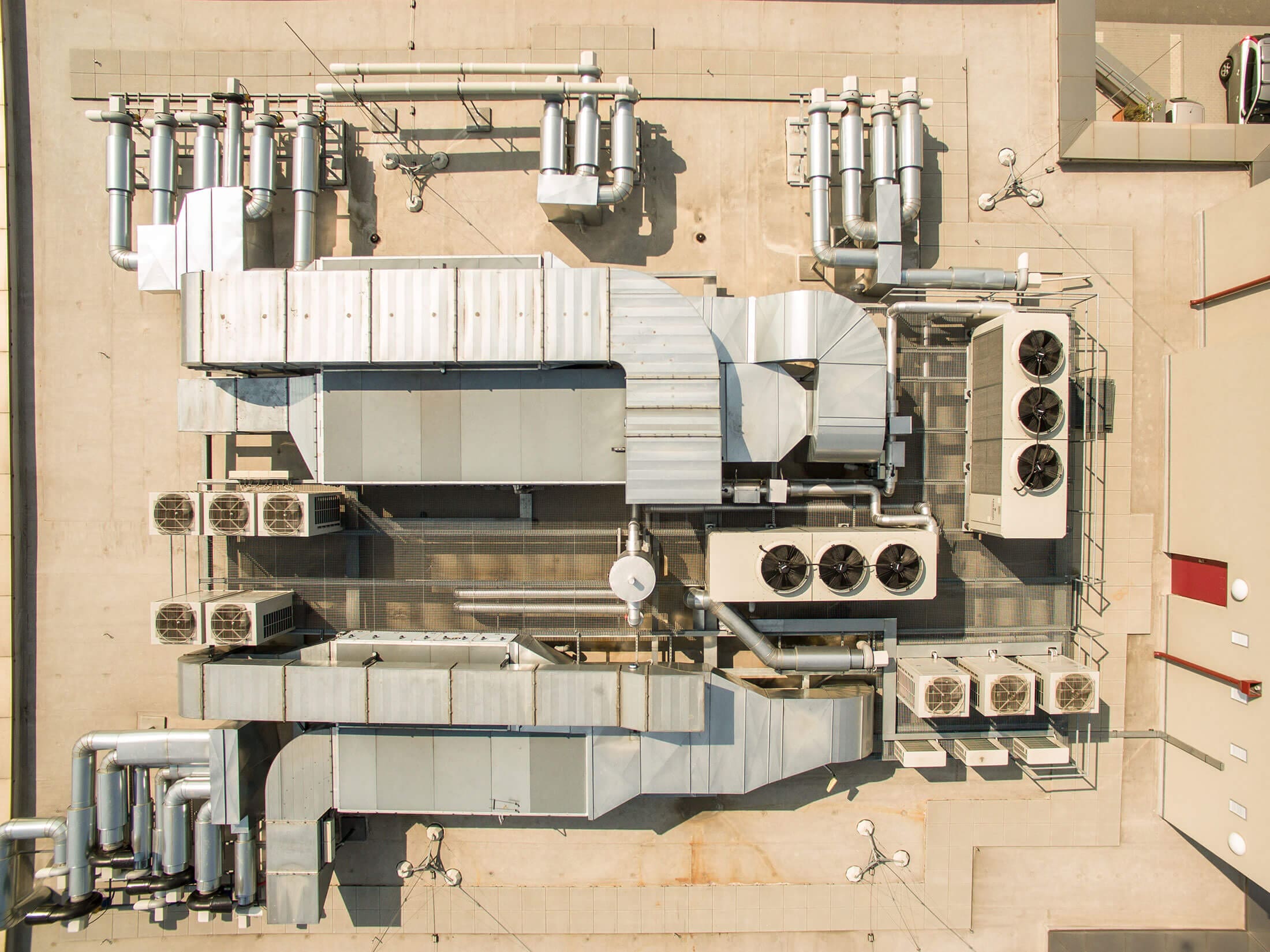 HVAC air balancing system Factory view from the top of HVAC air balancing