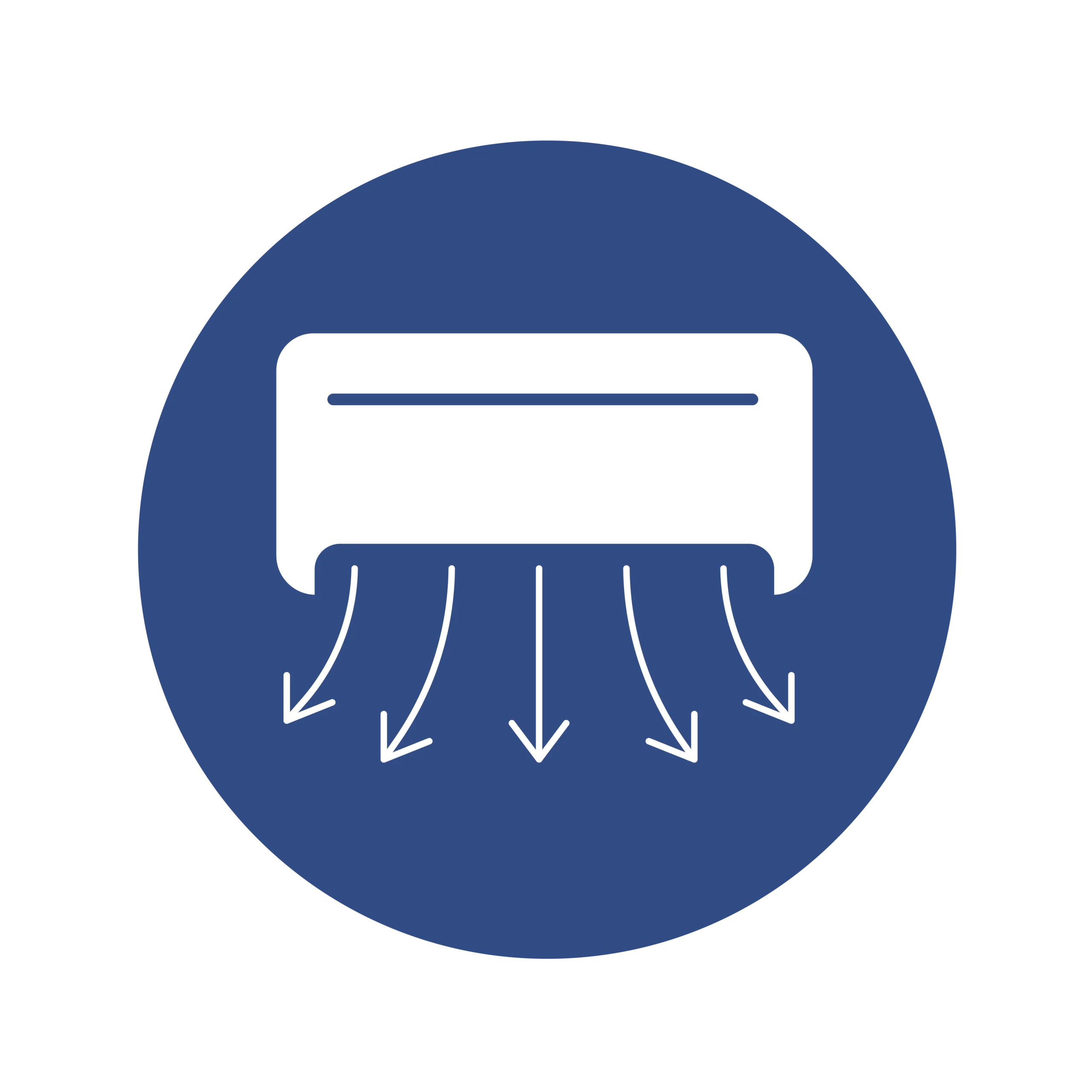 Air conditioning unit with airflow arrows icon